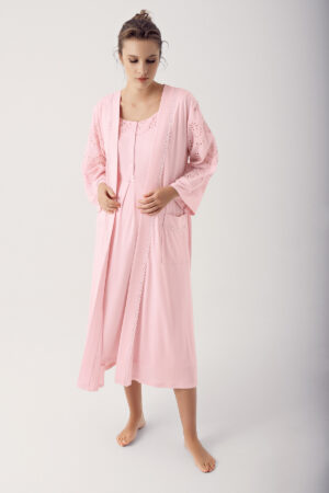 Cotton Stretch Viscose Maternity Robe and Nightgown Set 14400