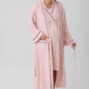 Short-Sleeved, Stretchy Viscose Maternity Robe and Nightgown Set 16402