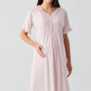 Short-Sleeved Buttoned Stretch Cotton Maternity Nightgown 17100