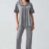 Baby Collar Buttoned Short Sleeved Stretch Cotton Pajama Set 17201