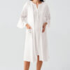 Short-Sleeved Buttoned Voile Detail Stretch Viscose Maternity Robe and Nightgown Set 17403