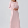 Long-Sleeved Lace Buttoned Stretch Viscose Nightgown 18105
