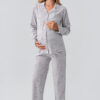 Long-Sleeved Patterned Buttoned Stretch Cotton Maternity Pajama Set 18200