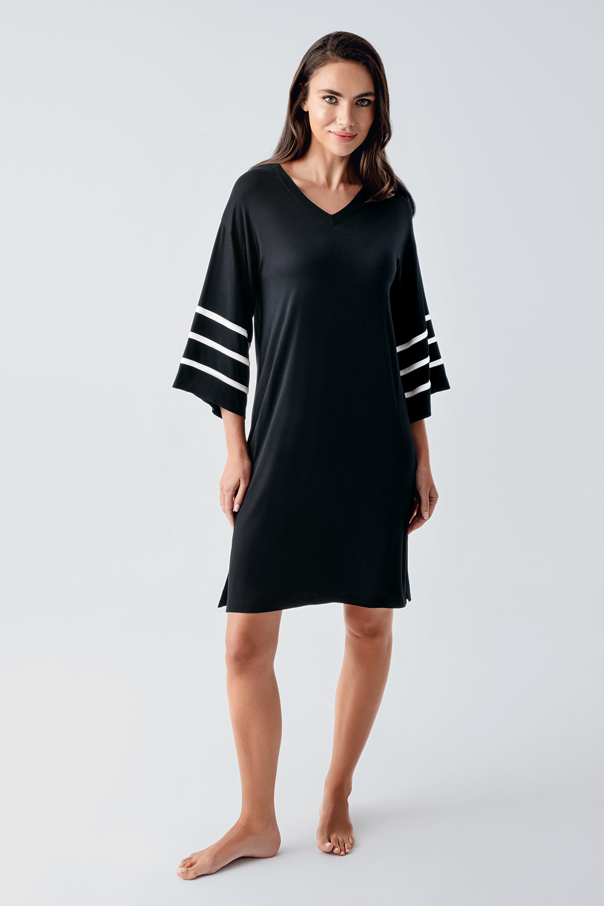Short-Sleeved Stretch Viscose Nightgown 21111
