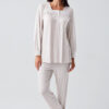 Long-Sleeved Buttoned Lace Stretch Viscose Pajama Set 22100