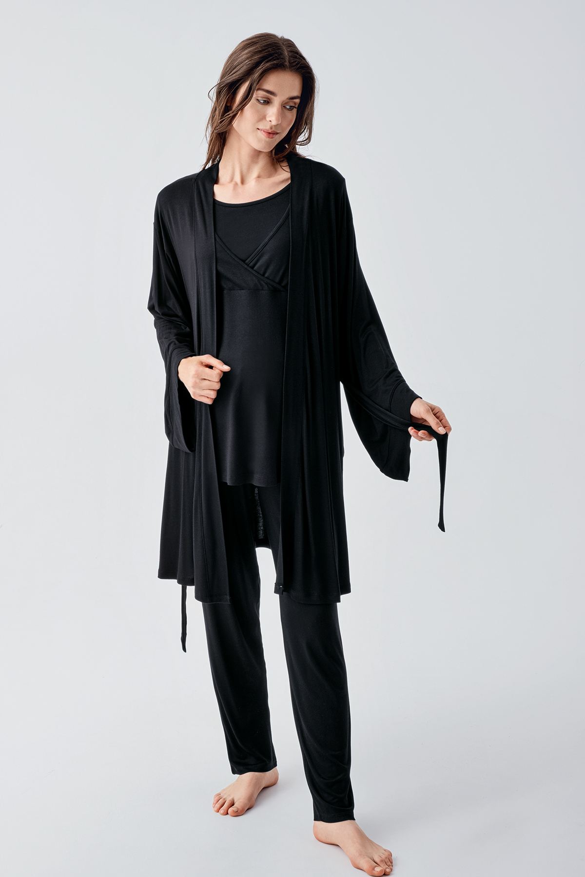 Long-Sleeved Stretchy Lycra Viscose Maternity Pajama Set 23105