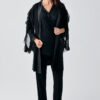 Long Chiffon Sleeved Stretch Viscose Maternity Robe Pajama Set 23106