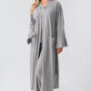 Women's Long-Sleeve Buttoned Elastic Cotton Robe Pajama Set 23112