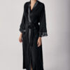 Women's Long Chiffon Satin Detail Long Sleeved Viscose Robe 8600