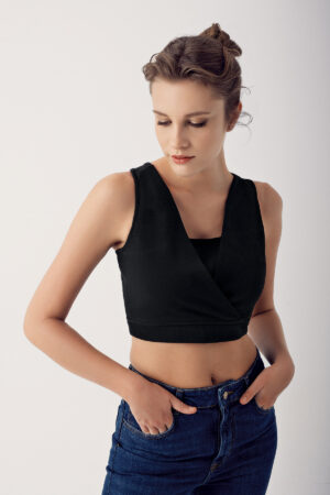 Maternity Thick Strapped Crop Top Ribbed Sports Bra C03