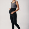 Ribbed Thermal, Fleece-Lined, Warm, Adjustable Waist Maternity Leggings F06