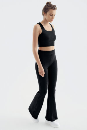Ribbed Spanish Flare High Waist Stretch Shaping Leggings F10