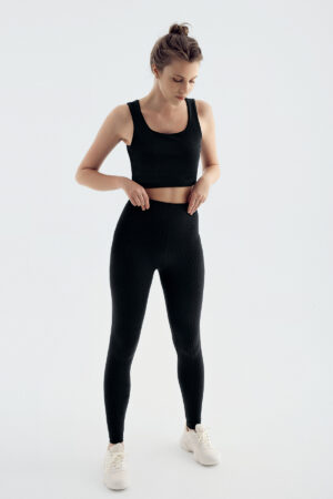 Ribbed Thermal Fleece Warm High Waist Stretch Leggings F14