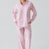 Long-Sleeved Striped Button-Down Woven 100% Cotton Pajama Set 19209
