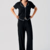 Short-Sleeved Bow Detail Stretch Viscose Pajama Set 19214